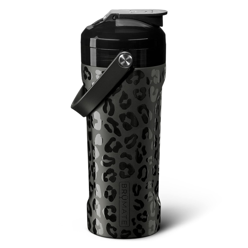 BrüMate MultiShaker Blender Shaker Pudel | 100% lekkimiskindel isoleeritud roostevaba teras | Pre Treening ja valgu raputuspudel jõusaalile | 26oz (Onyx Leopard)