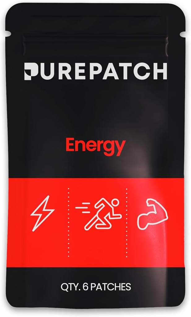 Puhas pappenergia Patch – Taimepõhine Vegan Topical Patch – Kofeiin – CoQ10 – Aminohapped – elektrolüüdid – mittesöödavad – veekindel – õrn nahal – gluteenivaba – valmistatud USAs – 6 plaastrit