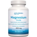 Magneesium 400mg [suure tugevusega] täiendus - magneesiumoksiid immuunsuse toetamiseks, lihaste taastamiseks, jalgade krambid ja lõdvestumine 120 tabletti