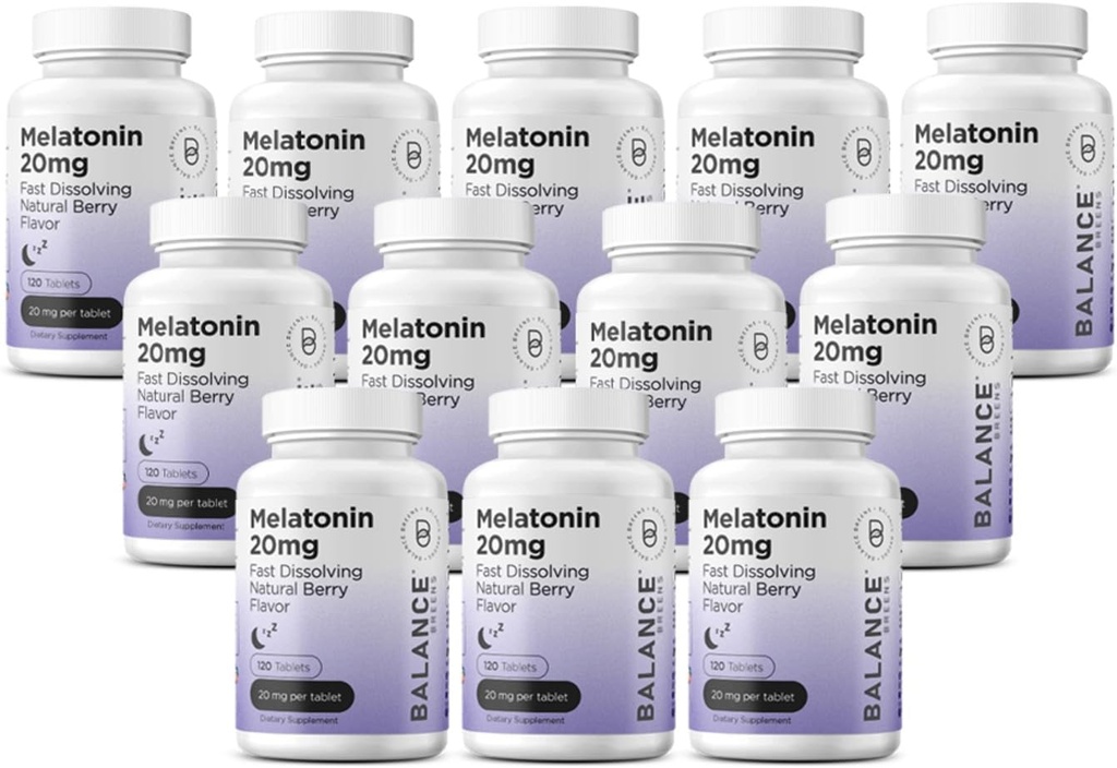 Tasakaalustab melatoniin 20 mg kiire lahustuv tabletid - kõrge potentsi, kiire tegutsemine, loomulik unetoetus - uneabivahendid täiskasvanutele - mitte-groggy, ravimivaba valem - 120 unerohtu
