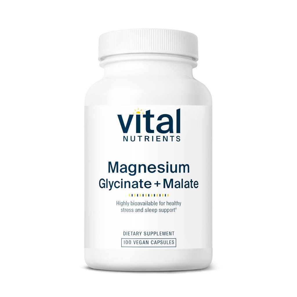 Elutähtsad toitained Magneesiumglütsinaat + malaat | 120mg Veganmagneesiumi lisand naistele ja meestele | Lihas-, süda-, luutugi * | Soodustab lõõgastumist | Gluteeni-, piima- ja sojavaba | 100 kapslit