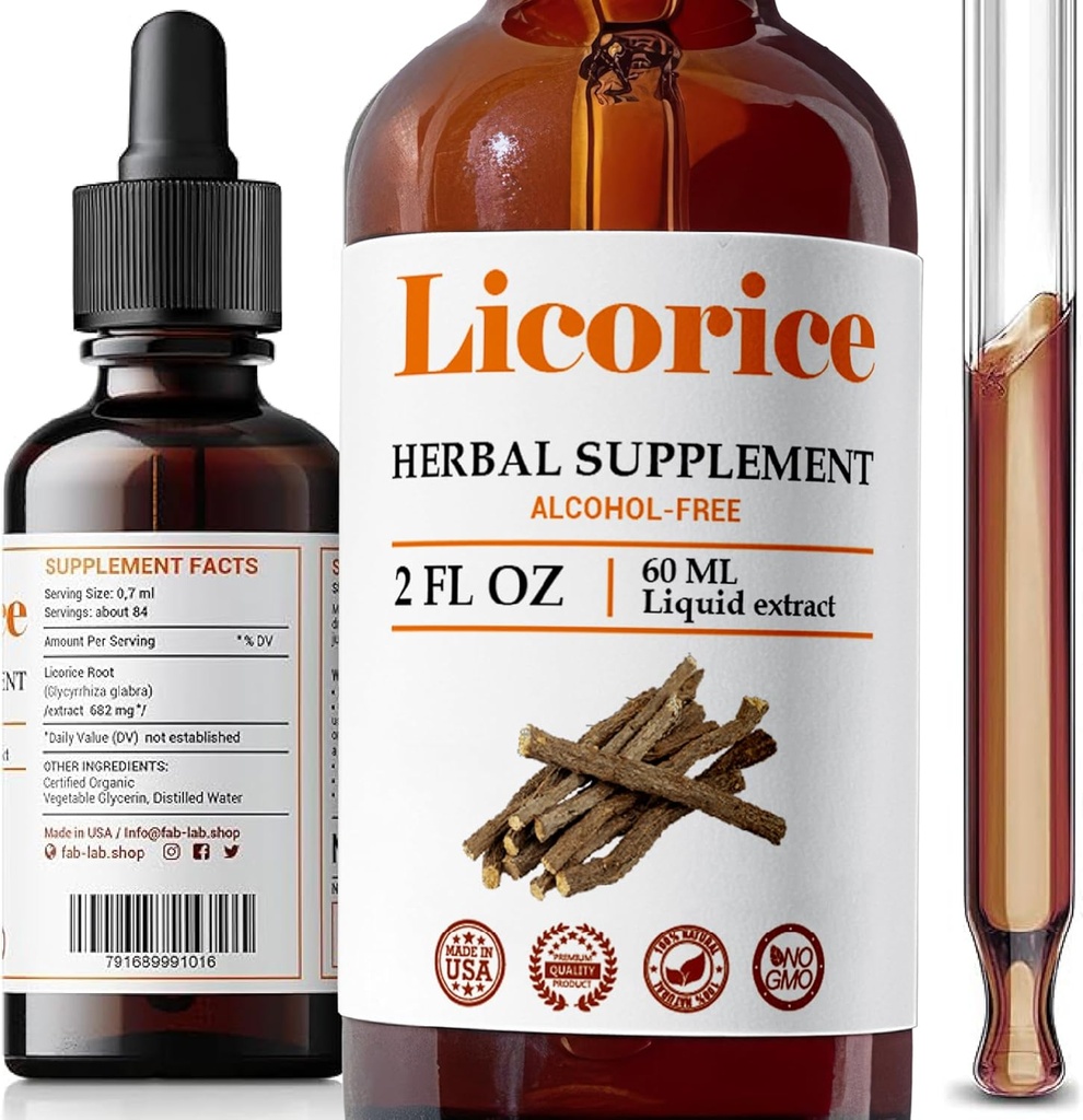 FabLab lagritsa juure ekstrakt - taimse immuunsüsteemi tugi - Glycyrrhiza Glabra toidulisand seedimist taastada hingamisteede tervise väsimus - mitte-GMO (Licorice 2 Fl Oz)