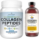 AMANDEAN Premium Liposomaalne C-vitamiini ja veiste kollageen Peptides Bundle. Võimas antioksüdant. Vedel Quali-C. Grass-Fed Collagen. Hüdrolüüsitud tüüp 1 ja 3. Immuunsüsteem. Tervislik nahk, juuksed ja küüned