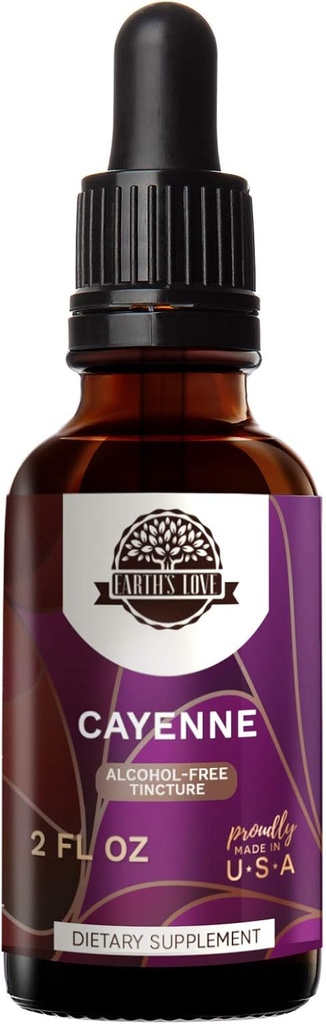 Maa armastus - Cayenne alkoholivaba taimeekstrakti tinktuur, super-kontsentreeritud Cayenne (Capsicum annuum) Kuivatatud pipar (2 Fl Oz)