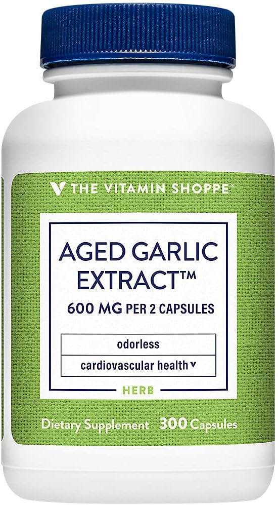 Vitamiin Shoppe lõhnatu vananenud küüslauguekstrakt - toetab südame-veresoonkonna tervist - 600 MG (300 kapslit)