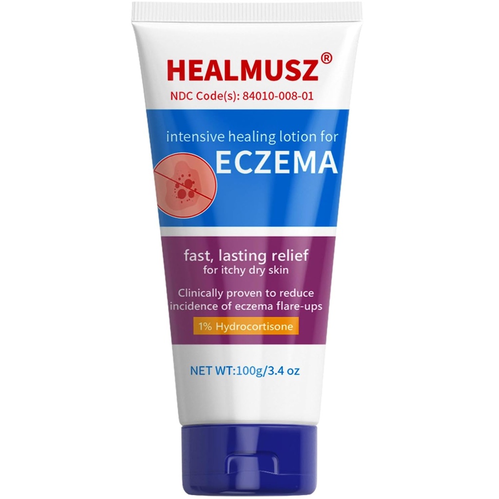 HEALMUSZ ekseem kreem, maksimaalne tugevus 1% hüdrokortisoon Relief Anti-Schream Intensiivne tervendamine Lotion ekseem-kalduv & kuiv nahk, Relief sügelemine, punetus, helvestamine ja ärritunud