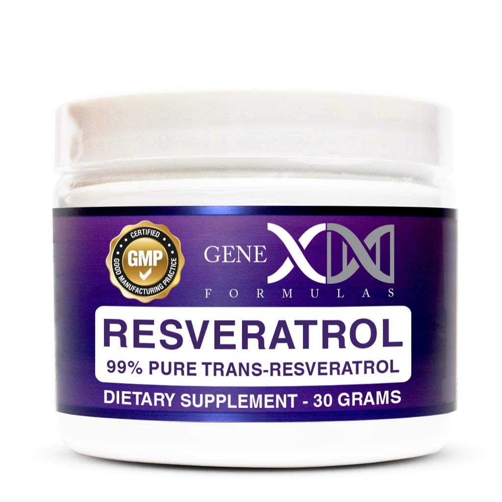 GENEX Trans Resveratrol 1000mg pulber serveerib 99% puhast mikroniseeritud farmatseutilist klassi | 30 Servings / 30Grams | 1 Gram päevas 30-päevane tarne tehtud GMP & NSF sertifitseeritud rajatis