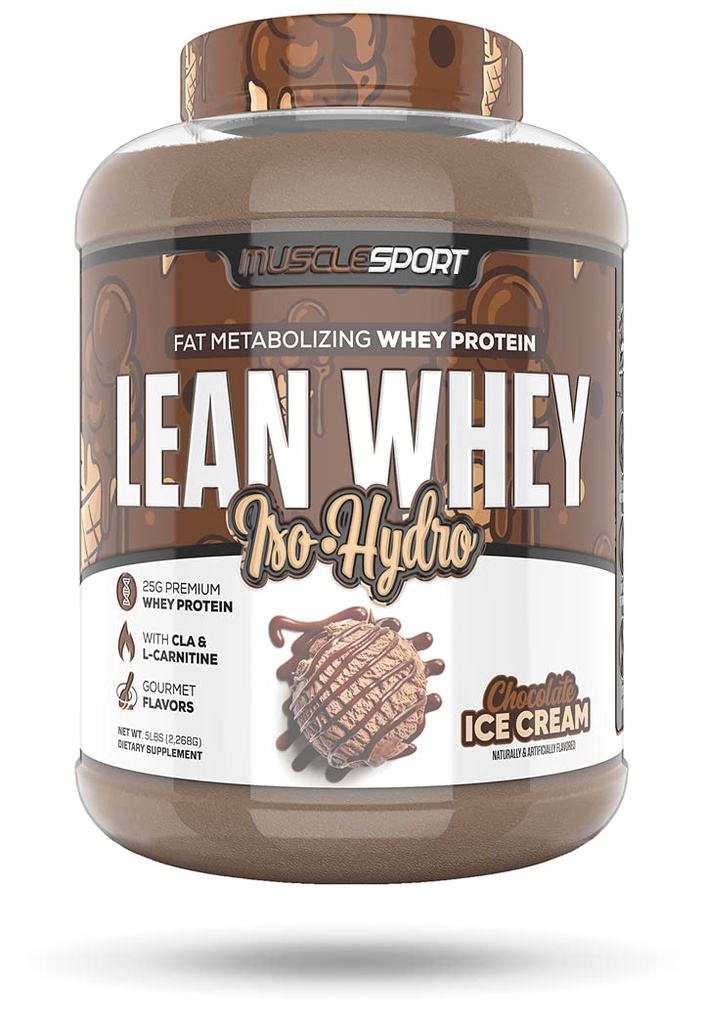Musclesport Lean Whey RevolutionTM valgupulber - vadakuvalgu isolaat - madala kalorsusega, madala kalorsusega, madala rasvasisaldusega, uskumatud maitsed - 25 g valku Scoopi kohta - 5 lb šokolaadijäätis