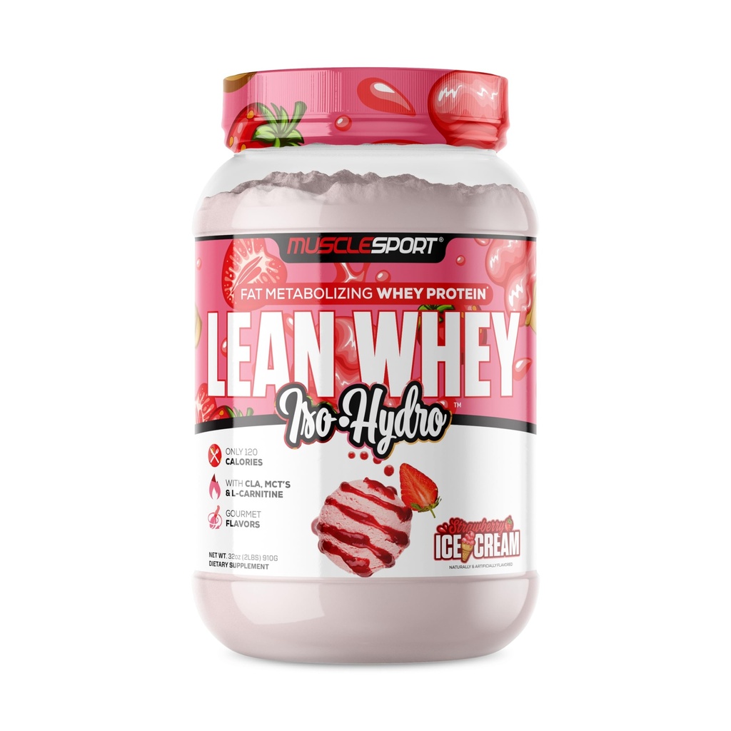 Musclesport Lean Whey RevolutionTM valgupulber - vadakuvalgu isolaat - madala kalorsusega, madala kalorsusega, madala rasvasisaldusega, uskumatud maitsed - 25 g valku Scoopi kohta (2LB, maasikas)