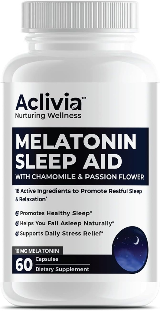 Super Tugevus Melatoniin 10 MG kapslid, kummel, Passionflower & Sidrun Balm, Uneabi, mis aitab teil magada loomulikult ja ärkama värskendatud, non-Habit moodustamine, 60 kapslit