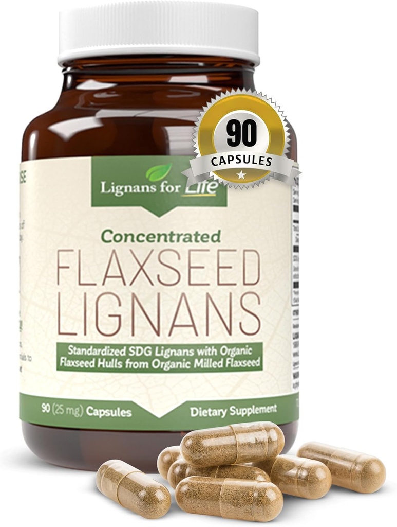 Lignans for Life Flaxseed ja SDG - Omega 3 rasvhapped, kiudained antioksüdandid - aitab parandada läikivat katet, seedetrakti ja südame tervist, 25 mg, 90 kapslit, 1 pakend