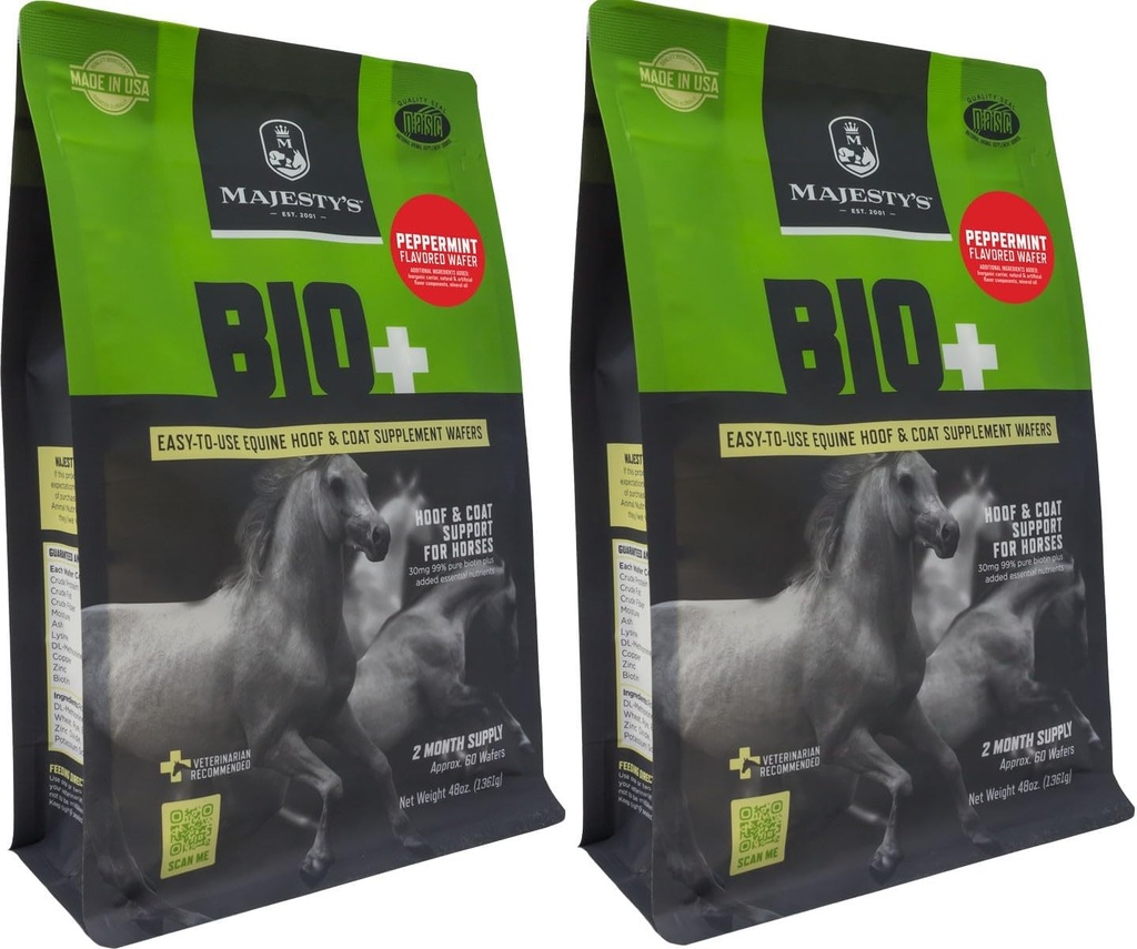 Majesty's Peppermint Maitsestatud Biotin Vahvlid - Superior Horse / Hobuste Hoof and Coat Support Supplement - Copper, Tsink, Lüsiin, Metionine
