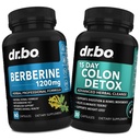 Berberine Supplement & Colon Cleanser Detox - Berberine HCL Supplement kapslid & 15 päeva Soolepuhastaja Pills & Probiootikum - Premium HCL Bowel Movement Supplements kõhupuhitus