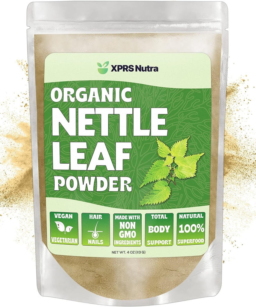 XPRS Nutra Organic Nettle Leaf Pulber - Premium USDA Organic Stinging Nettle Powder juustele ja küüntele - Vegan Friendly Energy Boosting Sting Nettle Leaf (4 oz)