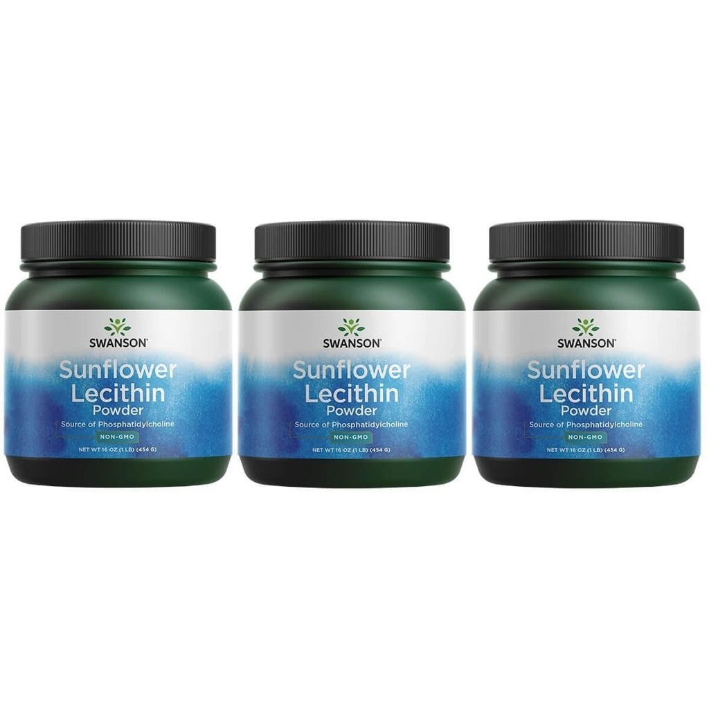 Swanson Päevalille Letsitiini Aju Tervise Närvisüsteemi Toetus Mitte-GMO Sojavaba Taimetoitlane 16 oz (1lb) 454 grammi Pulber (3 Pakend)