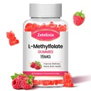 L-metüülfolaat 15mg ja Metüül B12 Gummies, folaadilisand aju tervisele, meeleolule ja immuunsusele, DNA süntees ja parandamine, suhkruvaba, vegan, Vaarikamaitse, 60 krahv