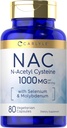 Carlyle NAC Supplement N- Atsetüül Cysteine 1000mg | 80 Kapslid | Seleen & Molübdeen | Taimetoitlane, mitte-GMO & Gluteenivaba