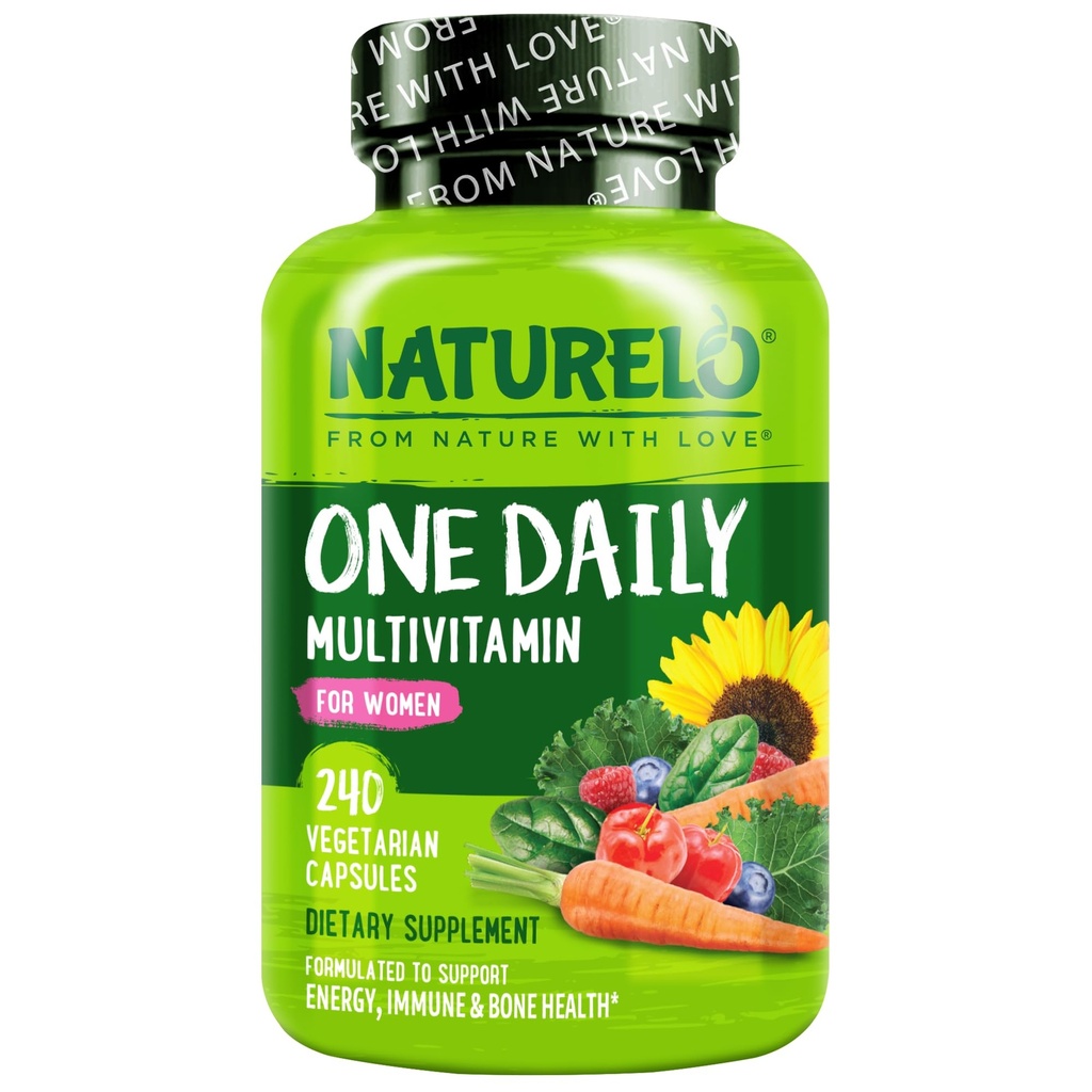 NATURELO üks igapäevane multivitamiin naistele - energiatoetus - täistoidulisa toitev juuksed, nahk, küüned - mitte-GMO - ei soja - gluteenivaba - 240 kapslit | 8 kuu pakkumine