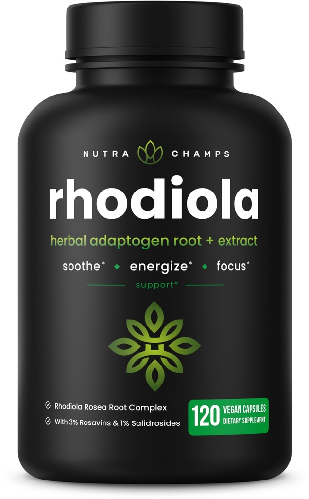 Rhodiola Rosea Supplement 600mg | 120 Vegan kapslid | Rhodiola Rosea ekstrakt energia, stressi leevendamiseks, meeleolu ja fookus | Adaptogeense juur Rosavin & Salidrosides | 300mg pillid NutraChamps