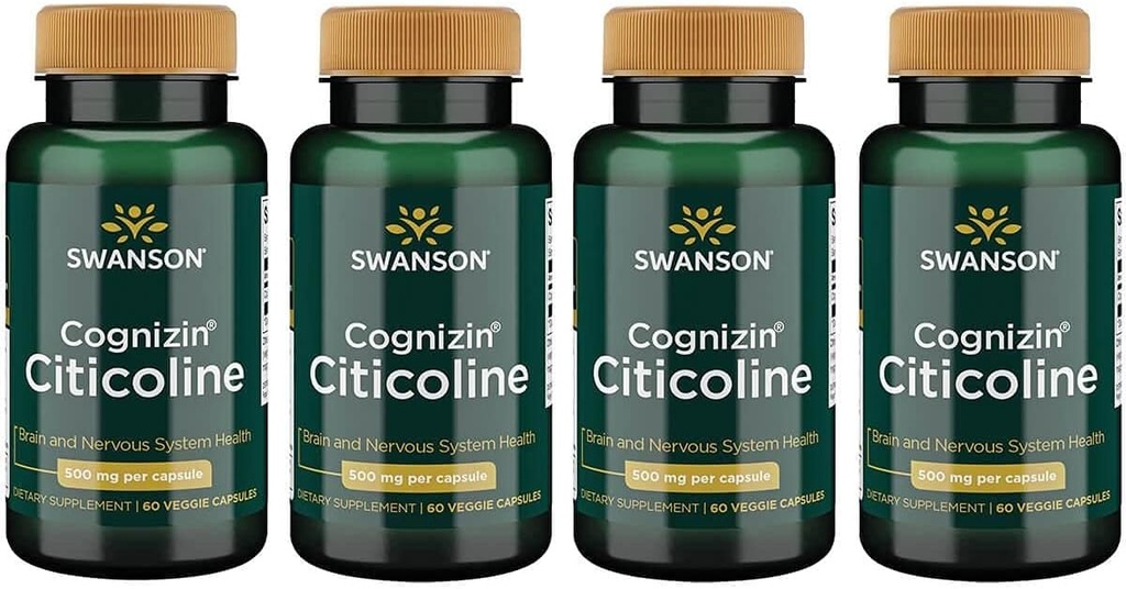 Swanson Cognizin Citicoline 1000 milligrammi 60 Veg Kapslit (4 pakendit)
