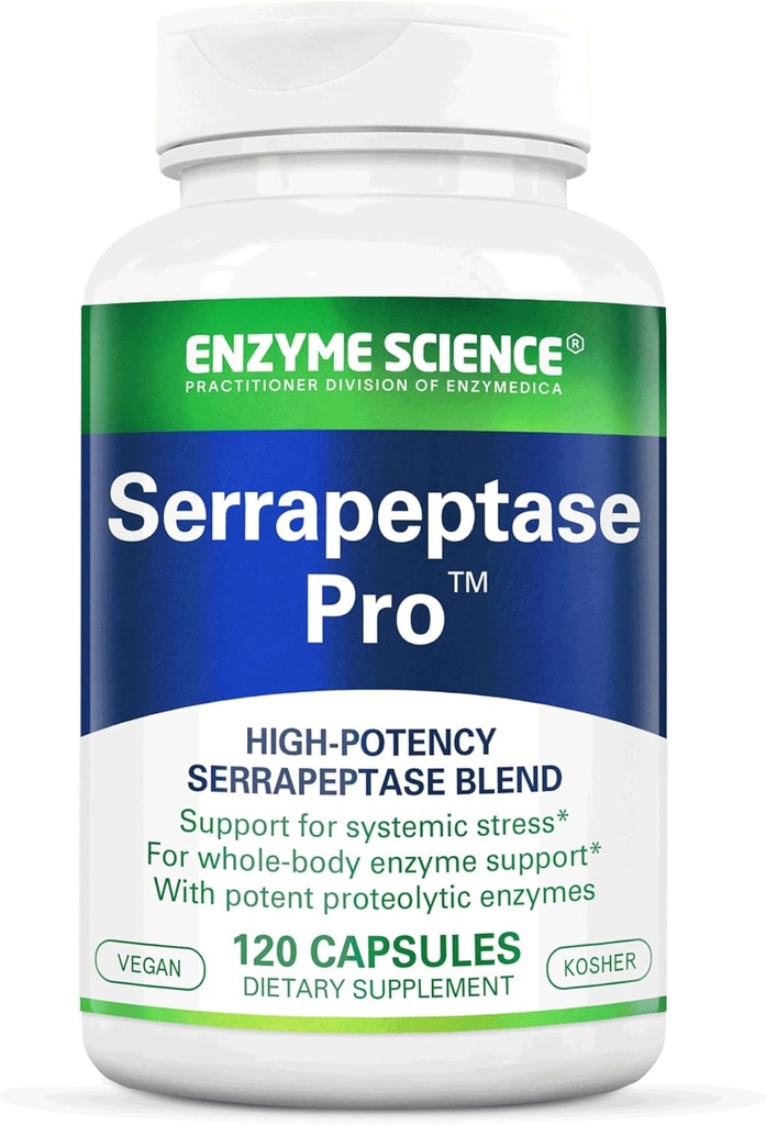 Ensüümiteadus Serrapeptaas Pro, 120 kapslit - Serratiopeptidaasi lisand sinusile, immuunsüsteemile ja kardiovaskulaarsele toetusele