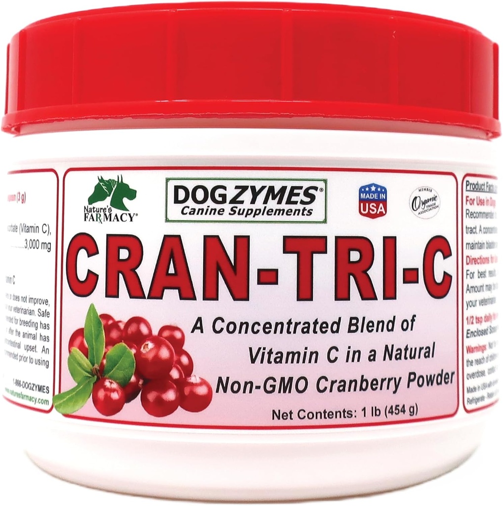 Dogzymes Cran Tri C kuseteede tugi, C-vitamiini segu, 1418mg teespooni kohta (1 nael)