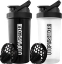 Utopia Home Protein Shaker Pudel - (Pakk 2) 28-Ounce Shaker pudelid Valgusegud - Fitness Sport Klassikaline Valgu Segaja Pudel (Must ja selge / Must)