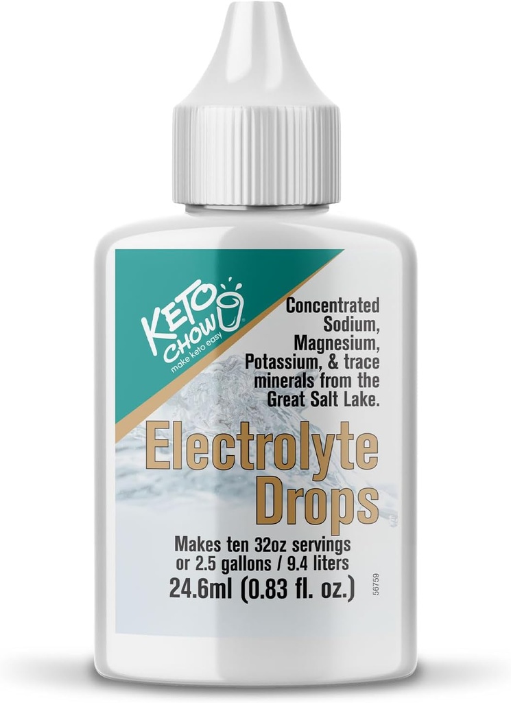 Keto Chow elektrolüütide hüdratatsiooni tilgad - Keto dieedid ja vahelduv paastumine - Immuunsüsteemi tugi - Gluteeni ja suhkruvaba - naatriumi, magneesiumi, kaaliumi ja jälgi mineraalid - maitsestamata - 0,83 fl oz