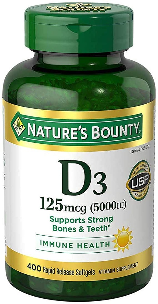Nature's Bounty Immune Health Vitamiin D3 5000 iu, Rapid Release 400 Softgels