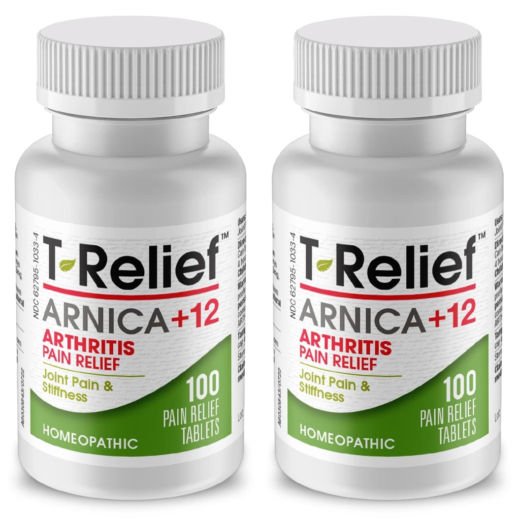 T-Relief Extra Tugevus Arnica +12 Valu leevendavad looduslikud ravimid aitavad vähendada valulikkust Tugevusvalu ja valu liigestes loomulikult - 100 tabletti (2 pakendit)