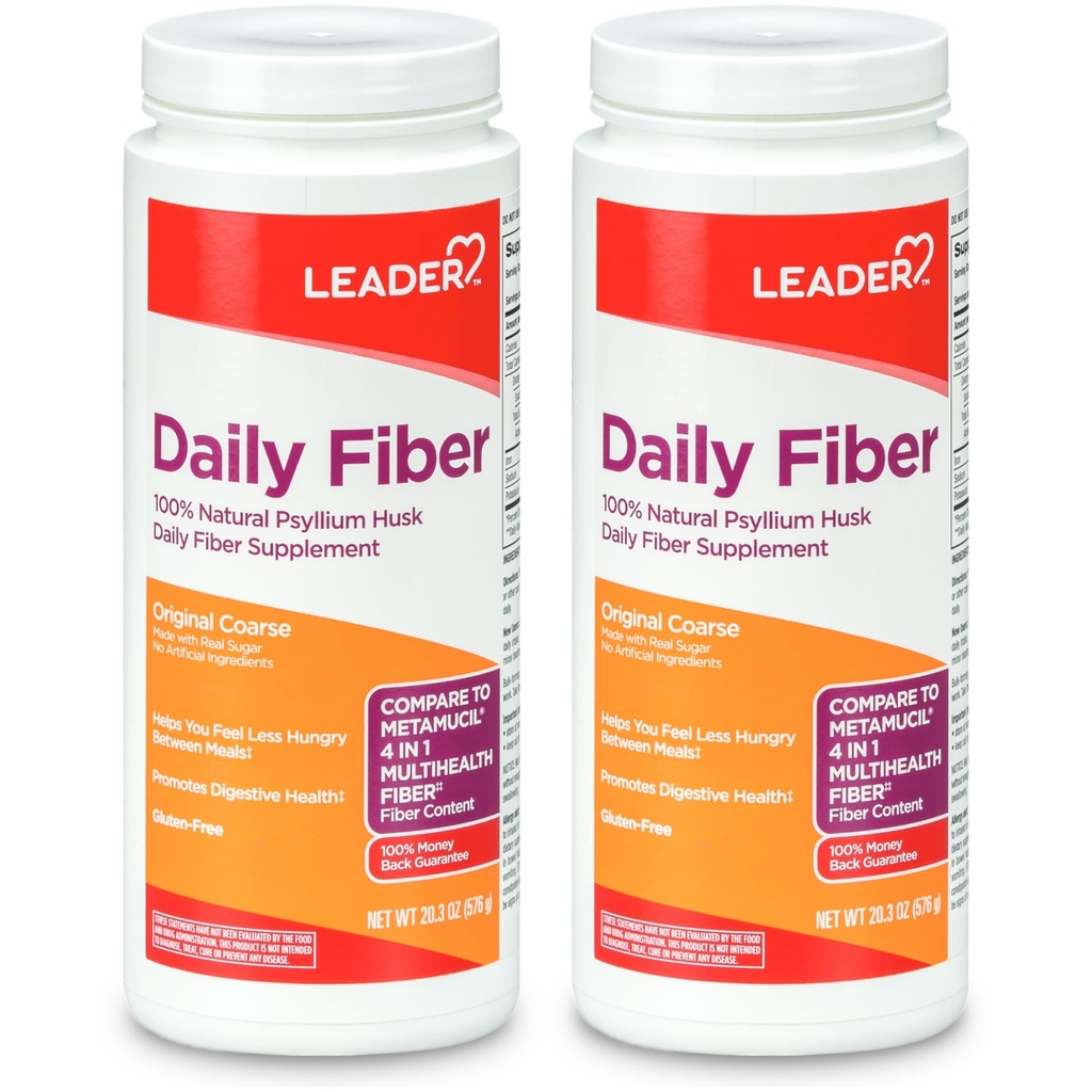 LEADER Psyllium Husk Pulber Täiendus 4-in-1 Fiber Seedetrakti Tervis, Taimne 100% looduslik Psyllium Husk Päevane kiud, Gluteenivaba, Non-GMO, Võrreldes Metamucil 20,3 OZ (Pakk 2)
