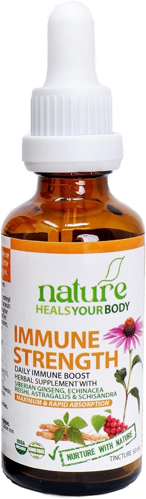 Immuuntugevus Taimne tinktuur – looduslik igapäevane immuunsuse suurendaja – Siberi ženšenn | Echinacea | Reishi | Astragalus | Schisandra – orgaanilised maitsetaimed (50 ml)