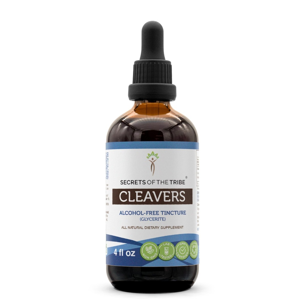 Saladused Tribe Cleavers Tinktuur Alkoholivaba vedelik ekstrakt, Cleavers (Galium aparine) Kuivatatud ürdi (4 FL OZ)