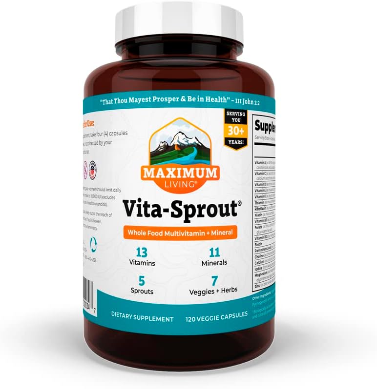 Maksimaalne elu - Vita-Sprout Terve toit Multivitamiinid & Fütonutrient Blend - 120 kapslit