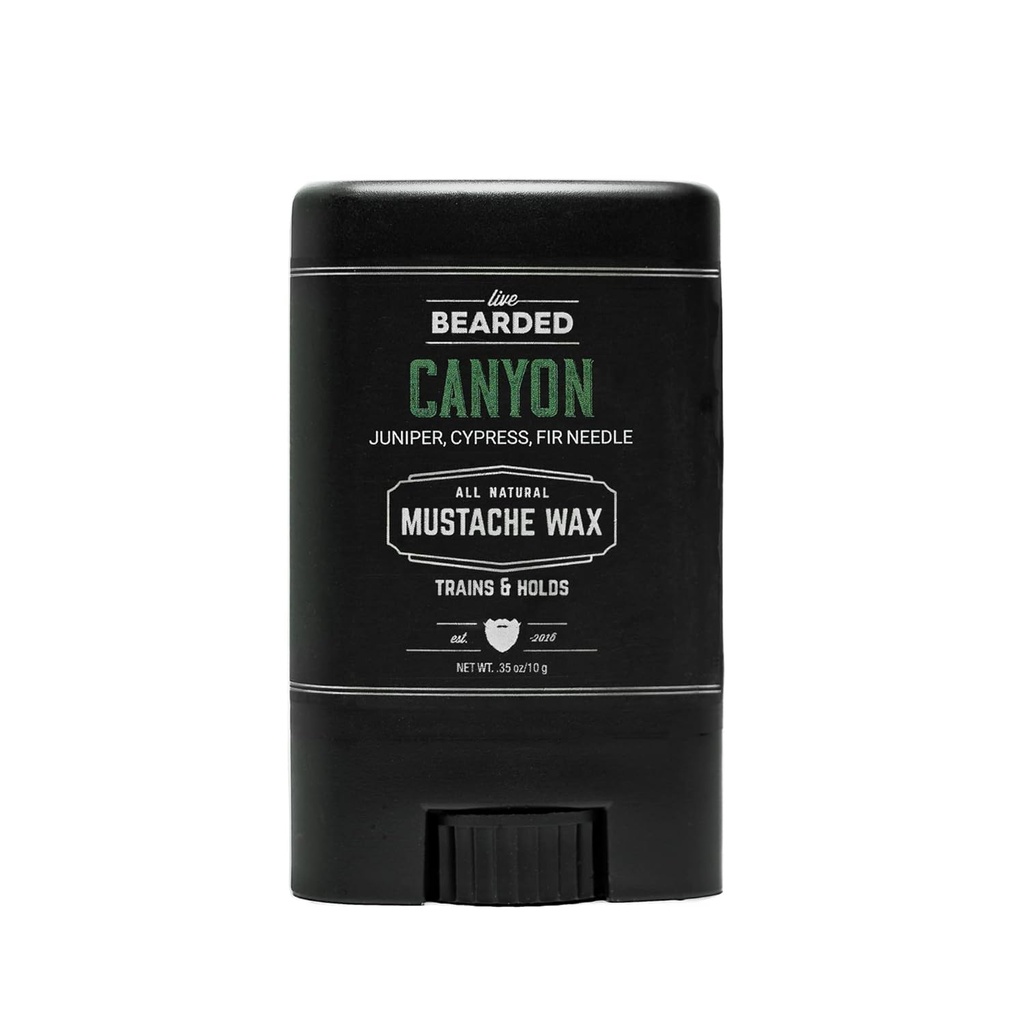 Live Habemega Mustache Vahapulk, 0,35 oz - valmistatud USA-s looduslike koostisosadega - Keskmine Hold Stache ja Beard Styling meestele | Canyon - Juniper, Cypress, Fir Needle