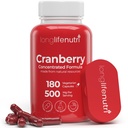 LongLifeNutri Cranberry ekstrakt vitamiin C & E - puhas kontsentreeritud valem, 500mg per Serving, 180 taimetoitlase kapslid, kuseteede tervis ja põis, 6 kuu tarne, valmistatud USAs
