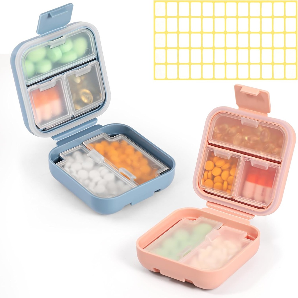 Dynippy Daily Pill Organizer 5 Kompartments Portable Niiskus Tõestus Väike Pill Juhtum Tasku Rahakott Reisi Pill Karp Kaasaskantav meditsiin Vitamiin Kalaõli Hoidja (sinine Pink)