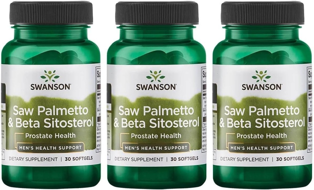 Swanson Saw Palmetto ja Beta Sitosterol 30 Sgels (3 Pack)