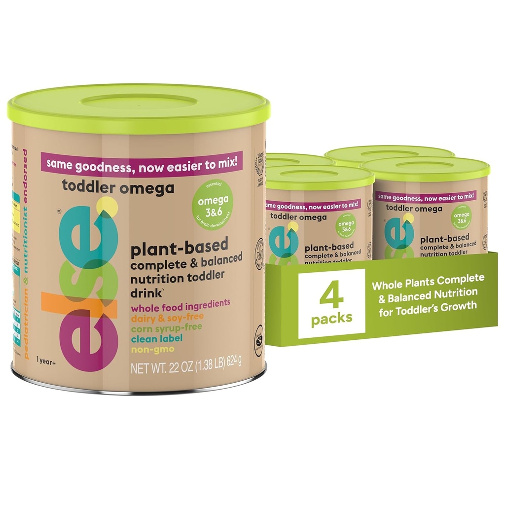 Else Toddleri valem 12-36 kuud – taimepõhine, piimavaba ja laktoosivaba beebivalem – piimavaba valem, Omega 3 & 6 aju arenguks – sojavalem Alternatiivne, (22 oz, 4 Pack)