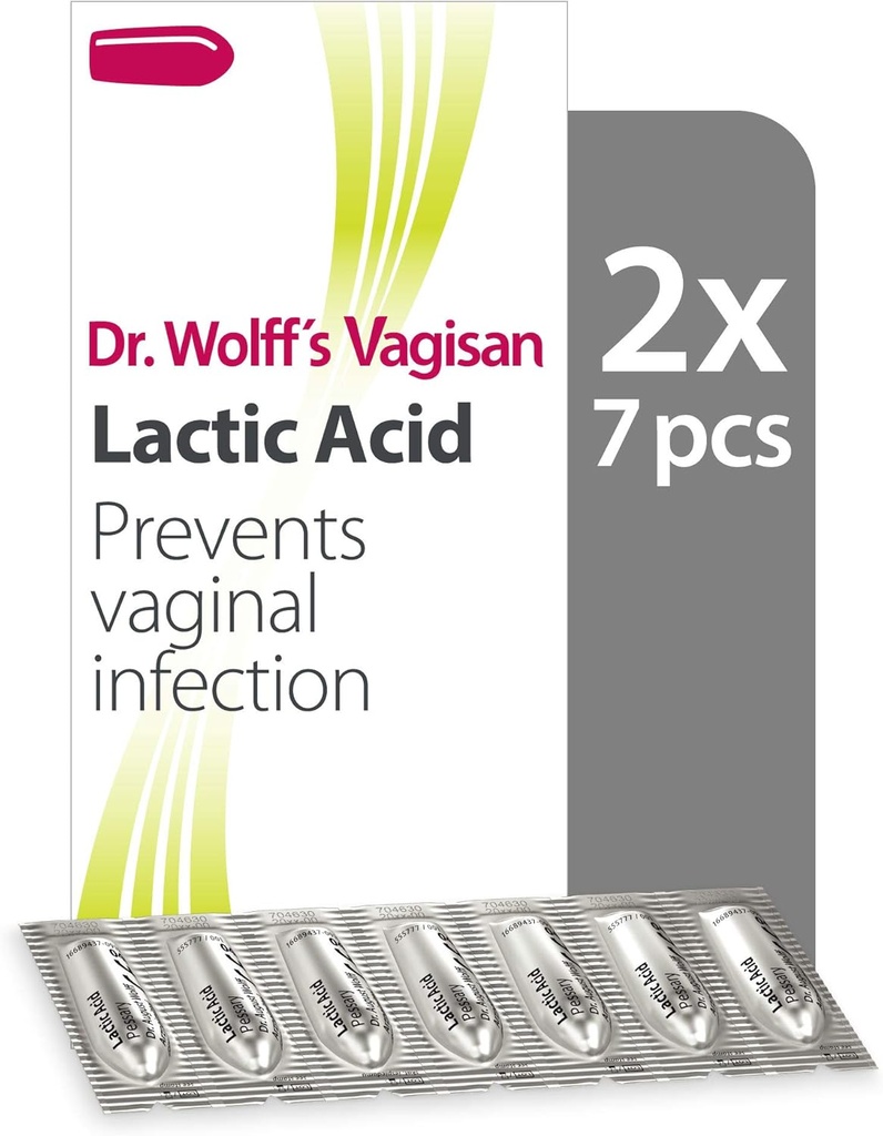 Vagisan Dr. Wolffi piimhappe pestitsiidid, igapäevane vaginaalne tervis ja intiimhügieen, ennetab nakatumist, 2X7 tk