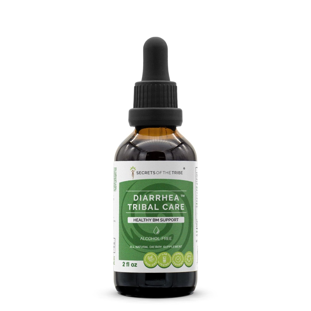 Saladused Tribe Kõhulahtisus Tribal Care Tinktuur Alkoholivaba ekstrakt, maitsetaimed BlackBerry Rubus Fruticosus, Chamomile Matricaria Recutita, Goldenseal Hydrastis Canadensis Tervislik seedimine 2 oz