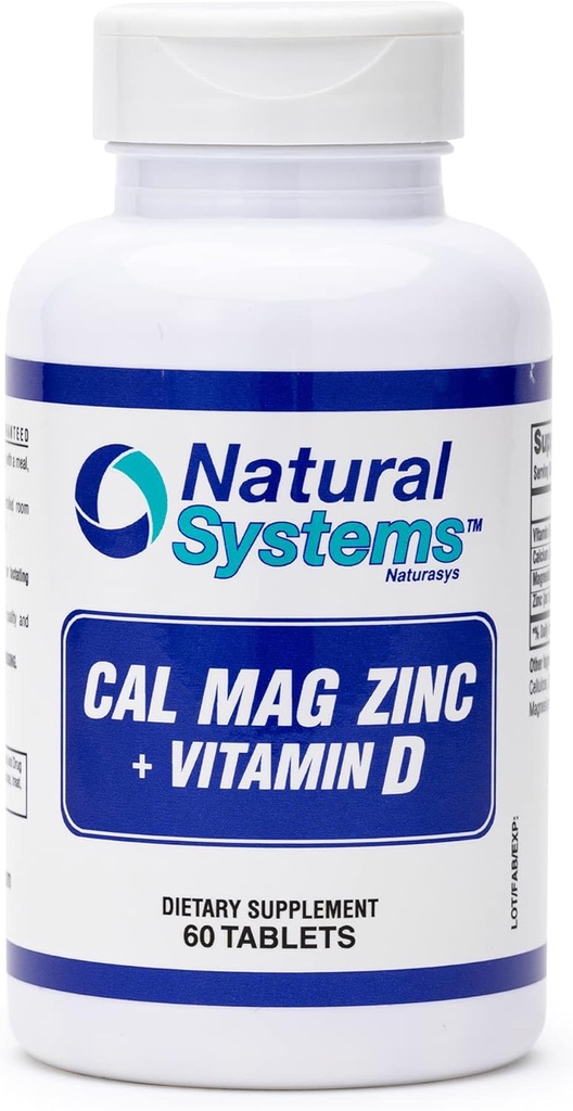 Kaltsium Magneesium Tsink Vitamiin D täiendus 60 tabletti looduslike süsteemide poolt - Kaltsium Magneesium Tsink ja VIT D toidulisandid tugeva immuunsüsteemi jaoks - Magneesiumilisa immuunsüsteemile