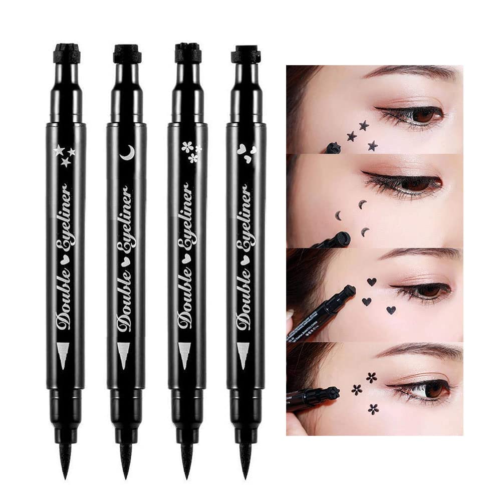 BINGBRUSH Kahepoolne Vedelik Tempel Eyeliner Pen, näotemplid Meik Äärmiselt Must Veekindel Slim Gel Felt Tip Kõrge Must Pigment Vedelik Eyeliner & tihend (must)