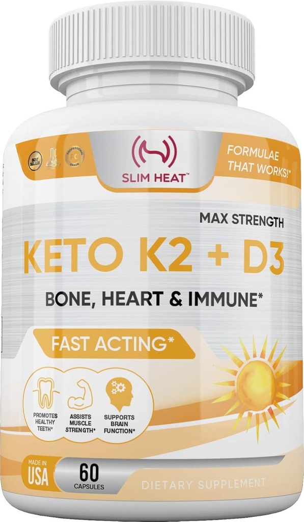 K2-vitamiin + D3 kaltsiumiga - luu, südame ja immuunsüsteemi valem - K2 D3-vitamiini lisand naistele ja meestele - 60 kapslit