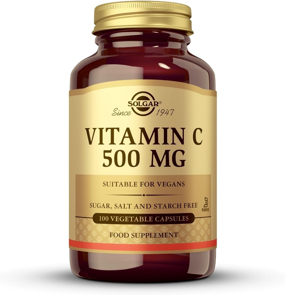 Solgar Vitamin C 500 mg, 100 Vegetable Capsules - Antioxidant & Immune Support - Overall Health - Supports Healthy Skin & Joints - Non GMO, Vegan, Gluten Free, Kosher - 100 Servings
