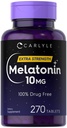 Carlyle melatoniin 10mg | 270 tabletti | koos L-Theanine | Taimetoitlane, mitte-GMO, gluteenivaba toidulisand