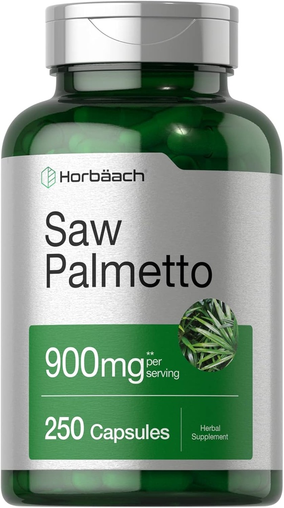 Horbäach Saw Palmetto ekstrakt | 900mg | 250 kapslit | Mitte-GMO ja gluteenivaba valem | Traditsiooniline ürdilisand