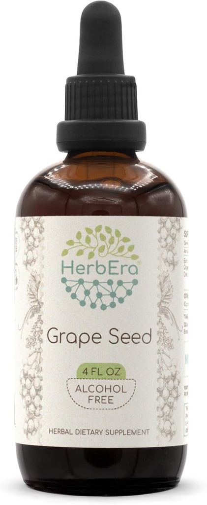 Viinamarjaseemned B120 Alkoholivaba taimeekstrakti tinktuur, kontsentreeritud vedelik tilgad looduslikud viinamarjad (Vitis Vinifera) Kuivatatud seemned (4 Fl Oz)