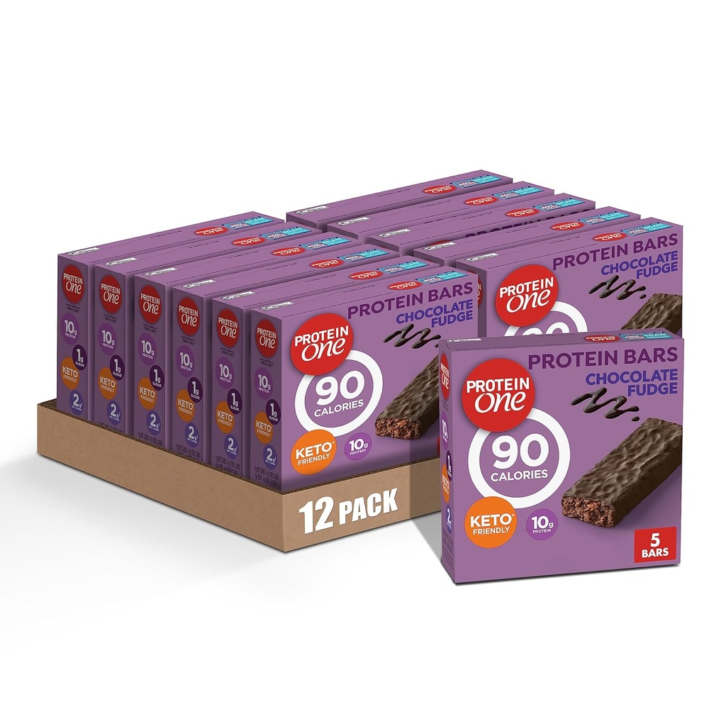 Protein One 90 Calorie Protein Bars, Chocolate Fudge, Keto Friendly, 5 Ct, 4, 8 oz (Pack of 12)