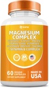 Magneesiumkompleksi täiendus, glütsinaat 141mg oksiid 228mg malaat 58,5mg tsitraat 62,4mg orotaat Glycina Taurate Chloride Aspartate Glükonaat B-vitamiin, mineraalsed toidulisandid 60 kapslit